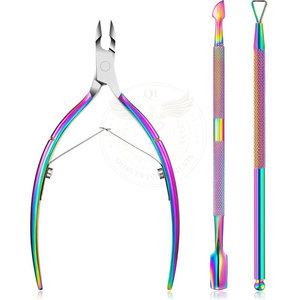 Juego de Herramientas de Manicura y Pedicura Profesional de Lujo de Acero Inoxidable y Cuero PU, Juego de 3 Piezas - Product Image 1