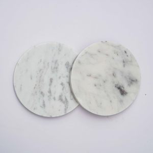 White <b>Marble</b> Coaster <b>Set</b> of 2 for Tea <b>Coffee</b> Handmade <b>Marble</b> Coaster for Drinks Coaster for Dining <b>Table</b> Home and Office - Product Image 4
