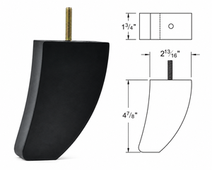 Pata de Sofá Moderna Curvada de Madera Maciza Negra, Pata de Repuesto para Muebles, para Sofá, Sillón, Sofá de Dos Plazas, OEM ODM - Product Image 2