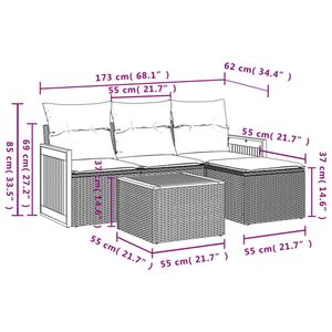 Set Divano da Giardino Regolabile in Polyrattan Nero con Piedi Grandi, Comodo Arredamento da Esterno - Product Image 3