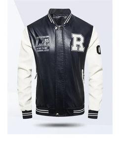 Veste Bomber Homme Colorblock Style Universitaire avec Patchs Lettres Noir Vert Marron Uniforme de Baseball Streetwear Style Collège OEM - Product Image 1