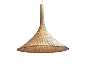 Lámpara Colgante de Ratán Sostenible, Estilo Trompeta, Moderna y Orgánica, para Cafetería o Bar - Product Image 3