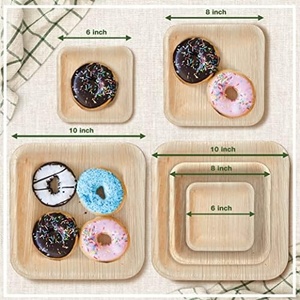 Heavy Duty Biodegradable Square Food Plates 6 Inches Compostable Disposable Party Areca Palm Leaf Serving Plate Fast Food Snacks - Product Image 3