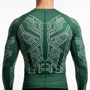 <b>Men</b> Compression Shirt Long Sleeve Geometric Printed Gym Workout Fitness Running Sportswear Performance Athletic <b>Base</b> <b>Layer</b> Top - Product Image 2
