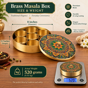 Handcrafted Round Brass Spice <b>Box</b> Colorful Mandala Floral Printed <b>Lid</b> Masala Dabba Kitchen Storage Container Set Wholesale Items - Product Image 5