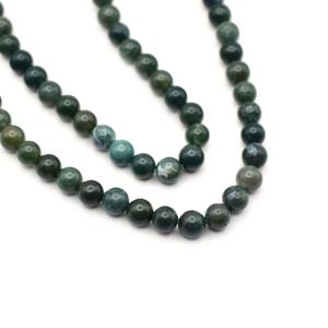 Collar de Ágata Musgosa Hecho a Mano con Cuentas de Piedra Moteada y Cierre de Oro, Joyería con Cuentas de Piedras Preciosas - Product Image 3