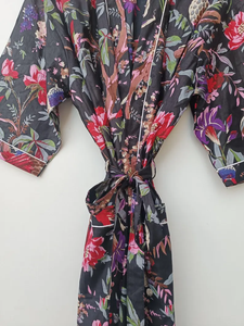 Bata Kimono de Algodón Suave Tejido con Estampado de Dibujos Animados para Mujer, Transpirable, Camisón de Verano Hecho a Mano, ODM, Cuello en V, Cintura Elástica Completa - Product Image 2