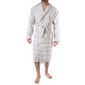 Pure Series Logo personnalisé peignoirs de luxe en coton turc pour femmes hommes Robes d'hôtel à capuche absorbantes légères avec glands - Product Image 1