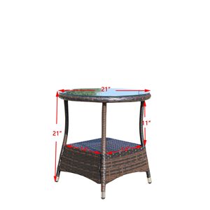 Tavolino da Caffè Rotondo per Esterni con Piano in Vetro Temperato Trasparente - Product Image 3