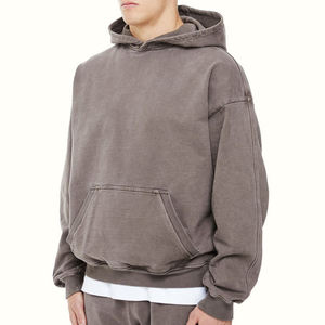 100% Cotton Heavyweight French Terry Regular Fit Lined Hoodie Custom Logo Blank Drop Shoulder <b>Pullover</b> <b>Men</b> Wholesale Price - Product Image 4