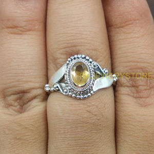 Bague en citrine jaune, argent sterling 925, design artisanal, bague de fiançailles, bijoux en citrine, cadeau de Noël, bijoux pour femme - Product Image 5