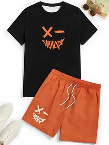 Ensemble T-shirt et short assorti pour homme Crown Gate International, noir et vert sarcelle, décontracté, respirant, séchage rapide, sérigraphie, pour l'automne - Product Image 5