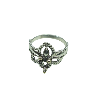 Vintage Handmade Filigree <b>Ring</b> 925 <b>Silver</b> Brass Gothic Floral Crown Design <b>Statement</b> Jewelry Gift for Women Girlfriend mom Her - Product Image 1