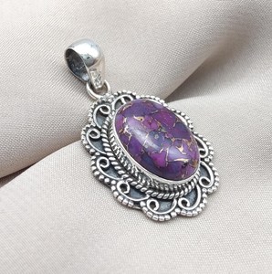 จี้เทอร์ควอยซ์เงินแท้ 925 เครื่องประดับพลอยสีฟ้าธรรมชาติของขวัญหรูหราสำหรับผู้หญิงการออกแบบทำด้วยมือที่ไม่ซ้ำใคร - Product Image 3