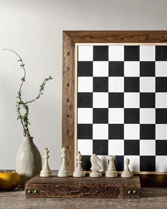 Tablero de Ajedrez Rectangular Rústico y Ecológico de ILAHI, Hecho a Mano con Madera Pura al 100%, Estilo Animal/Amor, Tamaño Personalizado - Product Image 4