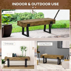 Rustic Wood Effect Concrete Entryway <b>Bench</b> with Metal Legs Garden <b>Bench</b> for <b>Indoor</b> and Outdoor for Patio Park Bed End <b>Bench</b> - Product Image 3