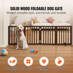 Barrera para Mascotas de Interior de 24 Pulgadas de Alto x 80.3 Pulgadas de Ancho, Puerta Plegable de 4 Paneles, Valla Ajustable y Versátil para Perros, Puertas y Corrales Amplios para Mascotas - Product Image 2