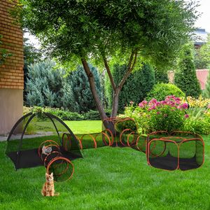 Recinto Portatile 6 in 1 per Gatti da Esterno e Interno, Tenda da Gioco, Casette per Gatti e Tubi Tunnel, Ruota per Esercizio per Felini - Product Image 3