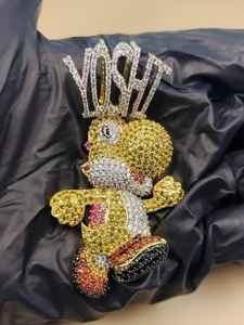 Pendentif Yoshi Iced Out en argent 925, pendentif Hip Hop, pendentif Moissanite VVS, pendentif personnalisé avec pierres multicolores, bijoux fins - Product Image 5