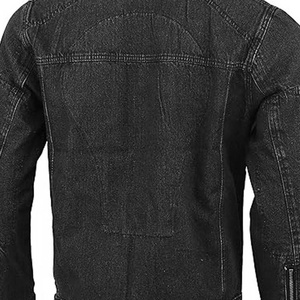Veste en jean pour homme, style motard, col rabattu, fermeture éclair, coton lavé, coupe classique, couleur unie, poches, vêtements d'automne - Product Image 3