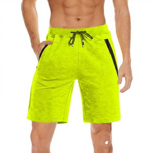 Pantalones cortos tipo bermuda de punto de color liso para hombre con cordón en la cintura y bolsillos, ropa informal - Product Image 6