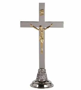 Croix d'autel de style moderne unique en laiton poli avec impression sérigraphique de haute qualité – Fournitures d'église - Product Image 2