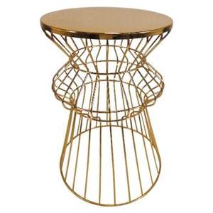 Elegante Mesa Auxiliar Redonda de Metal con Superficie Lisa y Base Estable para Colocar en Esquinas de Sofás - Product Image 4