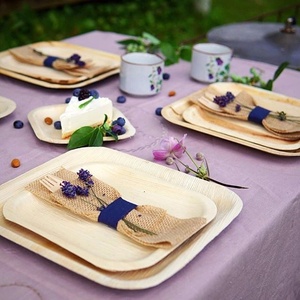 Assiettes élégantes en feuilles de palmier Areca, carrées de 6 pouces, pour servir des aliments lors de fêtes, des pâtisseries, des biscuits et des bonbons, des plats et des fast-foods - Product Image 1