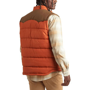 Rugged Western Yoke Puffer Vest Breathable Canvas Teal Tan Zipper Closure Quilted Padded Mens Sleeveless Outerwear Jackets <b>Coat</b> - Product Image 2