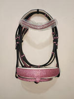 Bridon en cuir pailleté, bridon équestre anatomique personnalisable avec couronne rembourrée douce et noseband pailleté