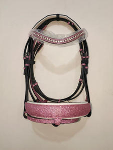 Brida de Cuero con Brillantina para Caballo, Brida Ecuestre Anatómica Personalizable con Corona Acolchada Suave y Narquera con Brillantina - Product Image 1