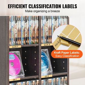 Mobile Portaoggetti per Soggiorno, Scaffale DVD a 8 Livelli, 464 Scomparti per CD, Ripiani Regolabili per 16 Scomparti CD, Protegge i CD - Product Image 5