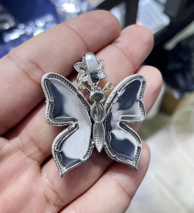 Colgante de Lujo Mariposa Hip Hop Plateado con Moissanita Micro Pavé para Hombre, Joyería de Regalo Krishnavii KP 354 Fiesta - Product Image 4