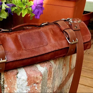 Porte-couteaux de cuisine professionnel en cuir de vache véritable avec logo personnalisé, sac en cuir pour couteau de chef LKR-0271 - Product Image 1