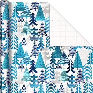 Carta da Regalo Natalizia Blu con Linee Ritorte, 3 Rotoli, 60 Metri Quadrati Forniture per le festività: pupazzi di neve e alberi di Natale (set completo) - Product Image 2