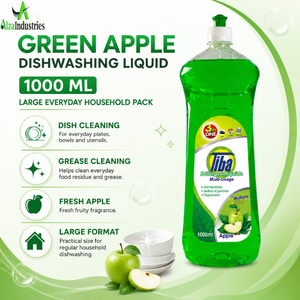 Nettoyage de la vaisselle à la maison |   Détergent à vaisselle à haute mousse à l'odeur de pomme verte, dégraissant pour la vaisselle, les ustensiles et les casseroles de cuisine, 1000 ml - Product Image 5
