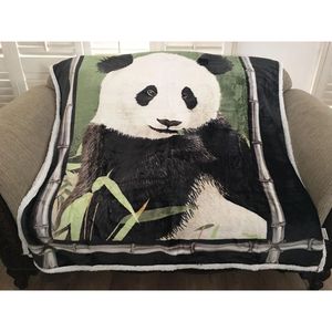 Sherpa Lined 50\"X60\" Panda Flannel <b>Throw</b> Blanket Super Soft Silk Touch Queen Size Bed & <b>Sofa</b> <b>Covering</b> - Product Image 1