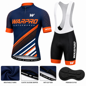 Maillot de cyclisme WARPRO pour homme, manches courtes, bleu marine et orange, imprimé par sublimation, séchage rapide, taille adulte M - Product Image 2