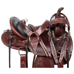 Selle Western en cuir de cheval portable de style chaud et tendance Selle de cheval Western en cuir d'origine Équipement d'équitation - Product Image 4