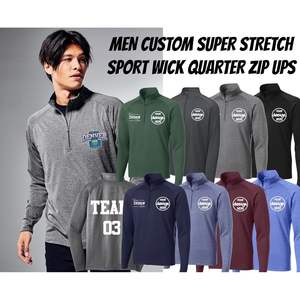 2025 Impresión personalizada St850 Quarter Zip up Pullover para hombre Camisa elástica con imagen de logotipo y textos Agregar toques personales - Product Image 4