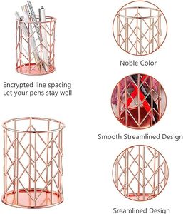 Minimalist Black Metal Desk Organizer Round <b>Storage</b> Holder Freestanding Office Organizer Iron Wire Frame Design - Product Image 5