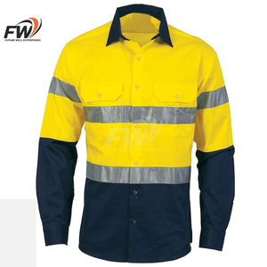 Camisa de trabajo reflectante de alta visibilidad, ligera, transpirable, con botones y manga larga para personal de almacén y mantenimiento, para hombre - Product Image 3