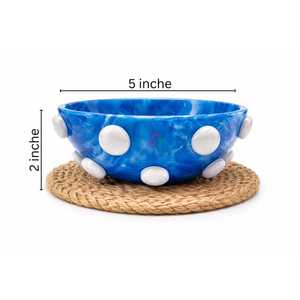 Bol de service en marbre bleu, bol décoratif pour fruits, bol à dessert en acrylique avec accents en pierre blanche pour la salle à manger à domicile - Product Image 2