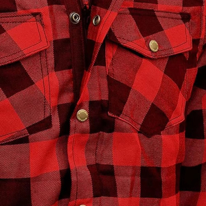 Camisa de Franela para Hombre, Forrada con Kevlar, Color Rojo y Negro, Estilo Motociclista, Manga Larga, Transpirable, para Invierno - Product Image 5