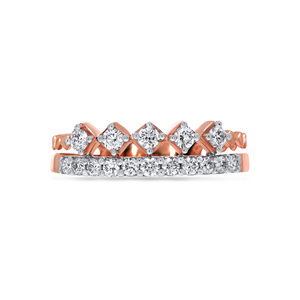 Designer Zigzag Eternity <b>Ring</b> 14K Rose Gold Round Lab Grown Diamond Stackable Wedding Band Fine Jewelry - Product Image 2