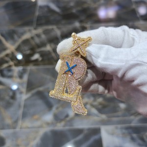Colgante de Letra Personalizado S925 con Moissanita, Chapado en Oro de 14k, Oro Rosa o Plata, Corte Brillante, Regalo - Product Image 3