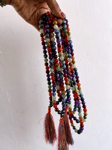 Venta al por mayor de Jap Mala de 7 Chakras, multicolor, pulido, de 8mm, 108 cuentas, de piedra de cristal, para sanación Reiki, RAIS AGATE - Product Image 4