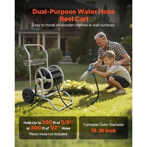 Carrello per Tubo da Giardino ad Alta Pressione 200/300ft, Tubo in PVC a Rete da 16mm Maniglia per carichi pesanti a due ruote - Product Image 2