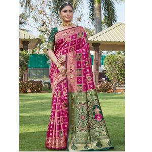 Auténtico Sari de Seda Banarasi, Sari Tradicional Indio para Novias, para Bodas y Fiestas, al Mejor Precio - Product Image 1