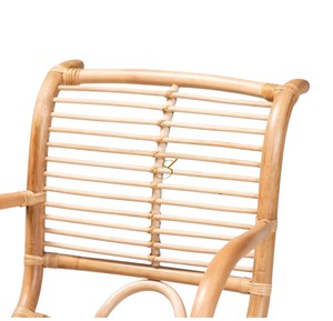 Minimalist Natural Rattan <b>Dining</b> Chair with Armrests Handcrafted Wicker <b>Armchair</b> with Slats for Modern Home Kitchen <b>Dining</b> Room - Product Image 4